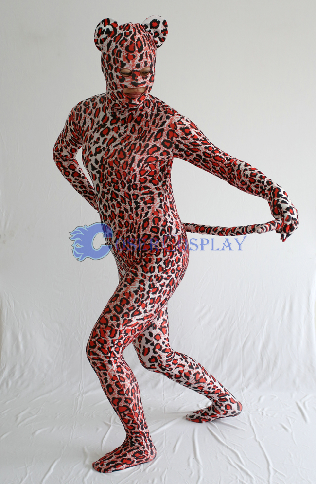 Red Leopard Zentai Costume For Halloween